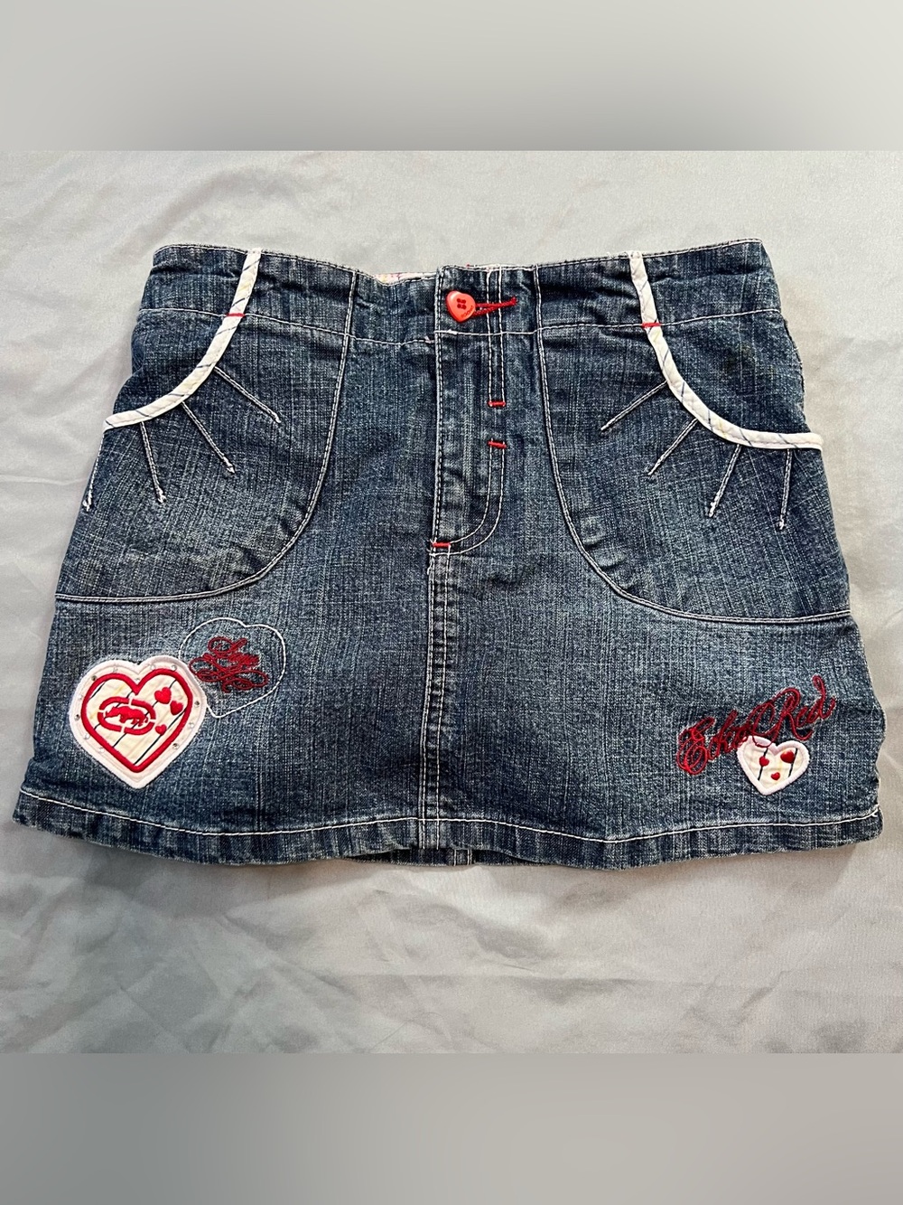 Y2K EckoRed Denim Skirt